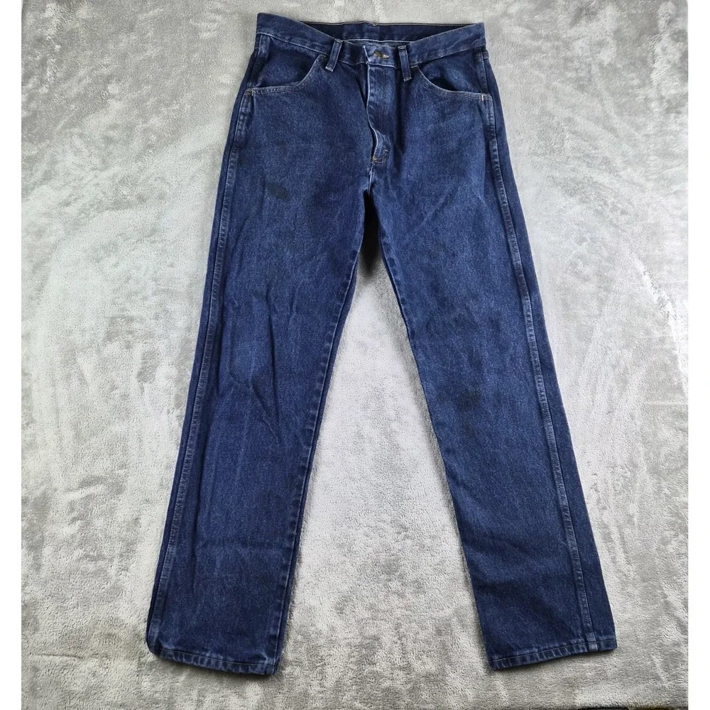 Vintage Rustler Jeans‎ Mens 32x32 Blue Denim Straight Leg Dark Wash 100% Cotton